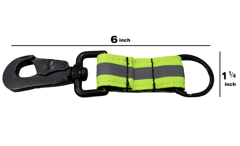 LINE2design Reflective Firefighter Turnout Key Ring - Fire Rescue Key Holder Strap with Heavy Duty Swivel Snap Hook - Green Reflective Design | Perfect Firefighter Gift - Image 2
